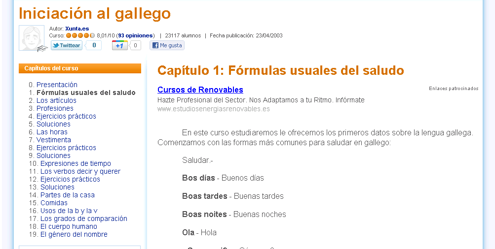 Fórmulas usuales de saludo en lengua gallega | Recurso educativo 41303