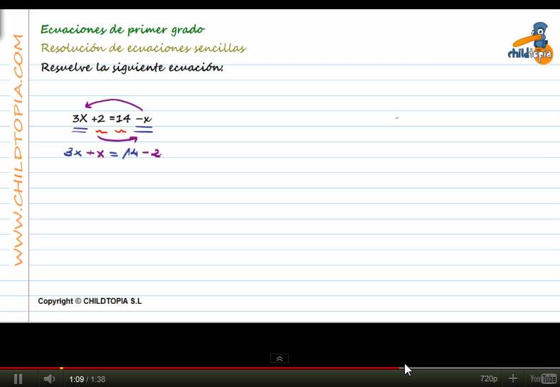 Vídeos: ecuaciones de primer grado | Recurso educativo 43864