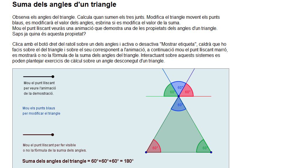 Suma dels angles d'un triangle | Recurso educativo 44337