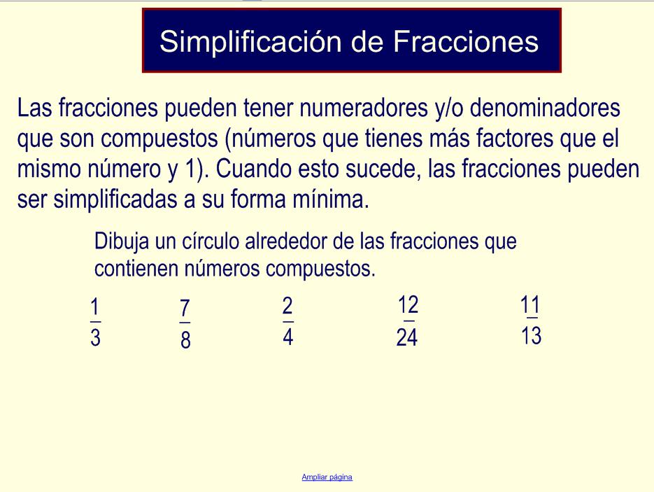 Simplificación de fracciones | Recurso educativo 48852