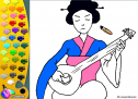 ¡A Colorear!: Geisha tocando el laud | Recurso educativo 27487