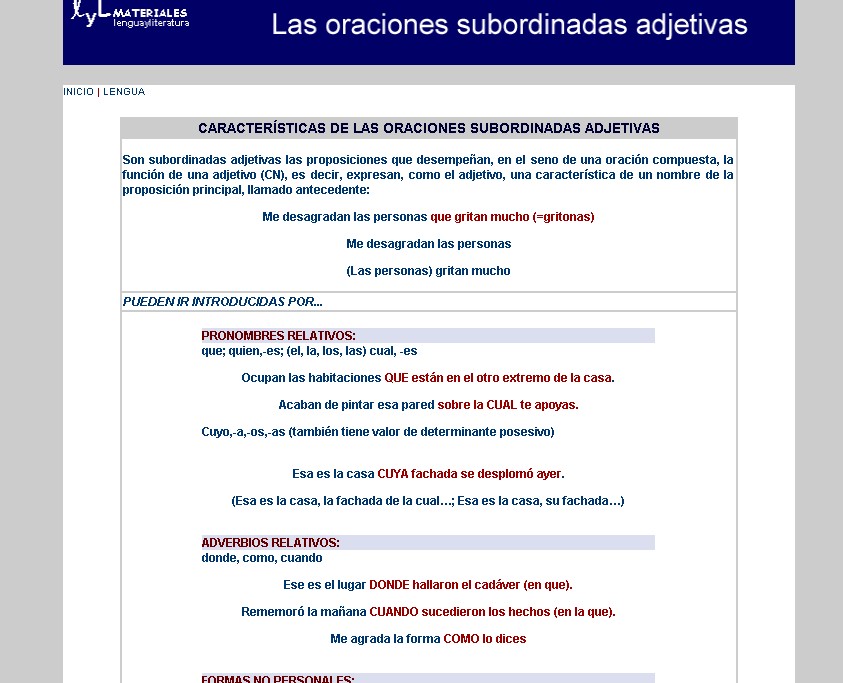 Las oraciones subordinadas adjetivas | Recurso educativo 35527